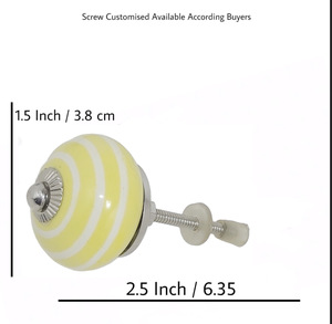 Vente en gros CK 558 boutons en céramique jaune citron vert bandes blanches poignées de tiroir de porte en métal pour cuisine chambre armoire commode utilisation - Product Image 3