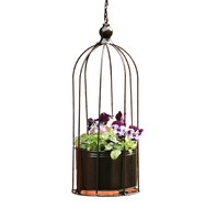 Cage à oiseaux en métal bronze, pot de fleurs suspendu en zinc galvanisé, panier noir pour fleurs, style classique minimaliste pour la maison et le jardin