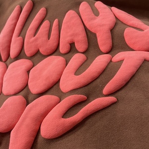 เสื้อฮู้ดพิมพ์ลายพัฟโฟมขนาดใหญ่สำหรับผู้ชายใส่ได้ทั้งชายและหญิงเสื้อมีฮู้ดลาย3D ฮิปฮอปขนาดใหญ่พิเศษโลโก้ออกแบบได้ตามต้องการ - Product Image 2