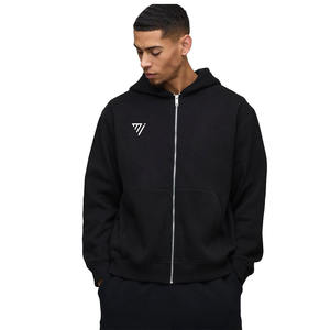 New Edition Oversized Boxy Heavyweight <b>Zip</b>-<b>Up</b> Hoodie for <b>Men</b> <b>Black</b> Colour Trending OEM Service Blank <b>Hoodies</b> - Product Image 1