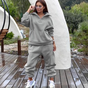 Survêtement en laine grande taille pour femmes, ensemble deux pièces printemps-hiver, surdimensionné, ensemble décontracté, survêtement de sport pour femme, ensemble deux pièces - Product Image 5