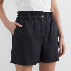 Shorts de Verano para Mujer, Estilo Relajado, Cintura Alta Elástica, Detalle de Volantes, Color Verde Oscuro, Botones Frontales, Bolsillos Laterales, Sexy - Product Image 1