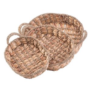Vietnam Set 3 Water Hyacinth Oval Dining <b>Tray</b> with Handles Bread Fruit Food <b>Tray</b> Basket Bathroom Seagrass Serving <b>Trays</b> <b>Table</b> - Product Image 5