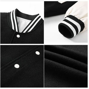 Vestes de baseball en laine unie avec broderie personnalisée, manches en cuir et logo brodé en chenille pour l'hiver - Product Image 5