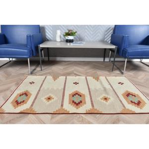 2.6x4.8 ft Rug, Turkish Kilim Rug, Vintage <b>Brown</b> <b>Wool</b> Floral Rug - Product Image 3