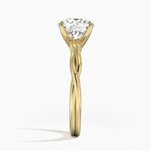Anillo de compromiso solitario cultivado en laboratorio de oro de 10K, diseño entrelazado de lujo con corte de vástago torcido elegante moderno para fiestas de bodas - Product Image 6