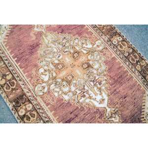 Tapis turc vintage classique marron Beige 3.7x6,7 pieds Patchwork Design laine avec support en latex pour salon chambre adolescent espace - Product Image 5