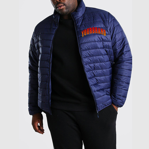 Chaqueta acolchada de primavera para hombre de lona con logotipo personalizado de diseñador OEM, abrigo cálido con cremallera de burbujas de invierno, chaquetas acolchadas sólidas baratas - Product Image 1