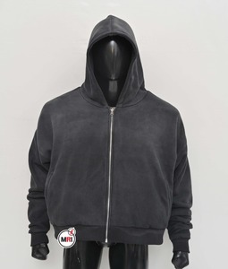 Sweat à capuche streetwear personnalisé de haute qualité, sweat à capuche zippé vintage en coton polaire vierge, délavé au soleil et à l'acide pour hommes - Product Image 1