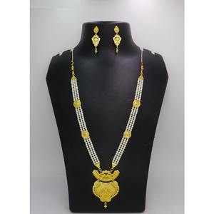 Ensemble de bijoux collier avec boucles d'oreilles en laiton pur plaqué or Ensemble de bijoux collier design indien de haute qualité - Product Image 1