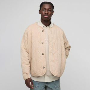 2025 moda personalizada chaqueta de bombardero de gran tamaño de lona con cuello levantado logotipo frontal ropa de calle de Color personalizado para hombres - Product Image 6