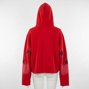 Thermal <b>Zip</b>-<b>Up</b> <b>Hoodie</b> Custom Screen Blank Printing Embroidered Sweatshirts Men Oversized Acid Wash Ripped Raw Hem <b>Cropped</b> - Product Image 3