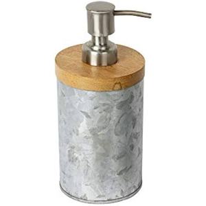 Distributeur de savon liquide à lotion galvanisé et en bois Ensemble d'accessoires de salle de bain de luxe de taille standard pour la maison et le jardin - Product Image 3