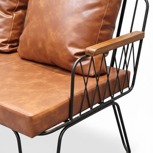 Sofá Industrial de 2 Plazas en Cuero Sintético con Forma Cuadrada y Estructura de Hierro SFB68062 - Product Image 4