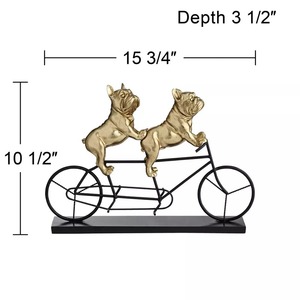 Objet décoratif pour la maison moderne Décoration de table personnalisée pour chiens de cyclisme Décoration de table pour amoureux des animaux en métal Plaques de couleur or - Product Image 2