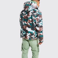 Veste matelassée en toile personnalisée pour fabricant en gros, motif camouflage, manteau d'hiver coupe-vent écologique à capuche pour l'extérieur