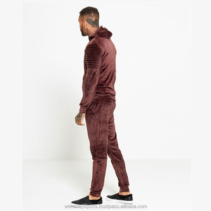 Custom Logo Velour Hoodie Sweat Suit High Quality Tracksuit Streetwear Mens Sweatsuit Velvet - Product Image 5