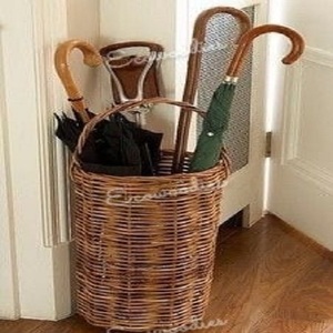 Luxury Classical Style Home <b>Umbrella</b> Stand Wicker and Metal Rattan <b>Holder</b> with Bamboo Storage Baskets for Home Decoration - Product Image 6