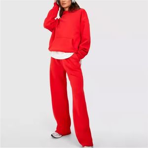 Chándal de mujer de algodón grueso de dos piezas en blanco para correr traje liso de gran tamaño pulóver con capucha conjunto de chándal de mujer - Product Image 5