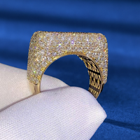 Bague en or véritable 9K 10K 14K 18K Hip Hop Fine Jewelry Iced Out Paved VS VVS GIA IGI Certified HPHT Lab Grown Diamond Square Ring for Men