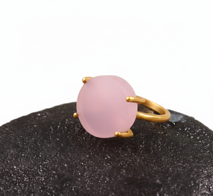 Bague pour femme en argent sterling 925 fait main, pierre de quartz rose hydro couleur, plaquée or, style éternité, anniversaire, mariage - Product Image 2