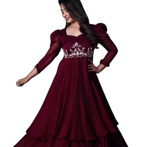 นักออกแบบล่าสุดชุดปักผ้าไหม Chinon งานลําดับชุด Anarkali โดย Fab Zone - Product Image 1