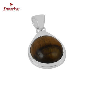 Hermoso único sólido 925 plata esterlina Ojo de Tigre piedra preciosa natural colgante collar joyería - Product Image 1