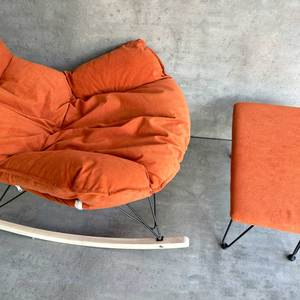 GTG68036 Midcentury Modern Design Rocking Chair Footrest Extendable Tufted Manual <b>Recliner</b> Metal Legs Foam Living Room Chair - Product Image 4