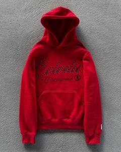 Sudadera con capucha con logotipo bordado personalizado de fabricante, ropa de calle Vintage, sudaderas con capucha cuadradas recortadas con lavado ácido desgastado con diamantes de imitación en blanco - Product Image 3