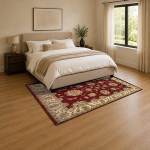 Tapis de salon chenille antidérapant imprimé numériquement, style moderne et vintage, rouge bordeaux, lavable en machine, vente en gros RUGS DEPOT LXDP-0881 - Product Image 3