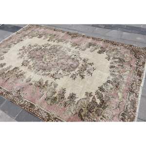 Alfombra clásica Beige rosa de área grande 6,1X9,2 pies estilo turco patrón abstracto lana PP para entrada pasillo sala de estar látex - Product Image 4