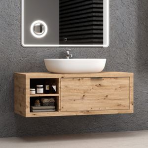 Nodato rovere colore bagno Vanities-110x46x40 cm Base lavabo con cassetto a destra vano aperto a sinistra - Product Image 3