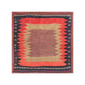 พรมขนสัตว์สีเบจและสีน้ำตาลแบบคลาสสิกของ Nayaab ลายเรขาคณิตสี่เหลี่ยมผืนผ้า ทำด้วยมือ สำหรับห้องนั่งเล่นหรือห้องนอน-Paem-971 - Product Image 1