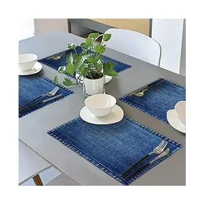 蓝色工厂制造各种垫子优雅的餐桌餐垫促销顶级防水餐桌厨房独特编织