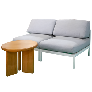 High Quality Minimalist Gray Outdoor Patio Furniture Powder Coated Aluminum <b>Frame</b> with <b>Wooden</b> Table & <b>Sofa</b> for Garden <b>Sofas</b> - Product Image 4