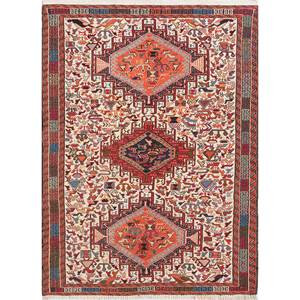 Kiaan 9x12 Hand Knotted Wool & <b>Silk</b> Medallion Rug Pae-5294 in <b>Red</b> & Orange for Teens for Home Living Room Decorations - Product Image 1