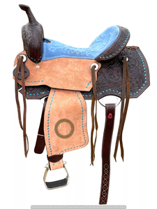 Selle en cuir véritable de haute qualité, légère, fabriquée à la main, équipement de performance, western, barrel racing, concours hippique - Product Image 4
