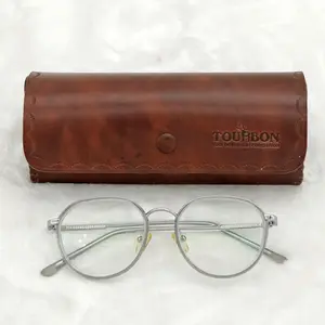 奢华复古全粒面皮革眼镜盒眼镜袋豪华眼镜旅行组织器