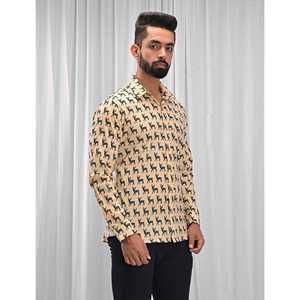 Camisa de Moda Masculina 100% Algodón Estampada con Diseños Florales y de Puntos, Casual, Manga Larga, Suministro ODM/OEM, Opciones de Tela Popelina Oxford - Product Image 4