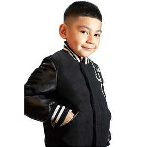 Fabricant OEM, veste de baseball varsity pour enfants de haute qualité, personnalisée, imperméable, broderie en chenille, manches en cuir pour l'hiver - Product Image 1