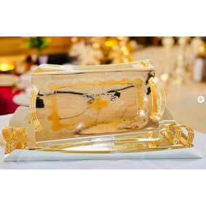 Silver Rectangle Tray With Gold <b>Butterfly</b> Design New Arrival Attractive Design Food Serving Tray <b>Table</b> Accessories - Product Image 5