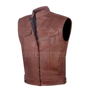 Premium Style <b>Men</b> Winter Leather <b>Vest</b> Smooth Surface Covered Button Closure Sleeveless Cut Lightweight Comfortable Breathable - Product Image 3