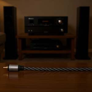 Cable de audio RCA de tela negro y gris de 1,5 m, modelo 00127058 - Product Image 3