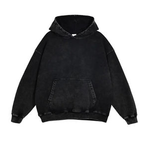เสื้อฮู้ดดี้ผ้าฟลีซคอตตอนหนาน้ำหนัก 340 กรัม ทรงโอเวอร์ไซส์ สไตล์วินเทจ ล้างสีแบบแอซิดวอช สำหรับผู้ชาย มีกระเป๋า คุณภาพสูง เหมาะสำหรับฤดูหนาว - Product Image 1