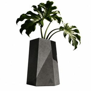 Pot de fleurs géométrique moderne en ciment à facettes, finition mate, pour intérieur et extérieur, jardin et maison - Product Image 2