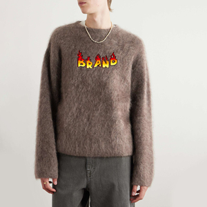 2026 invierno Casual Drop Shoulder suéteres de algodón Hombre Jacquard cuello redondo logotipo personalizado frente Anti-Shrink hombres - Product Image 1