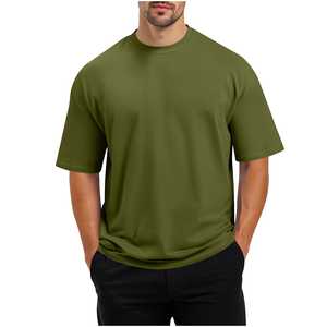 Camiseta extragrande personalizada para hombre, Camiseta de algodón grueso 100% con estampado de hombros caídos de 250gsm, camisetas holgadas de talla grande para hombre - Product Image 4