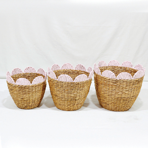 Juego de Cestas Decorativas de Almacenamiento con Borde de Flor de Jacinto de Agua Tejido de Dong Thap, Marca Artex (3 piezas) - Product Image 3