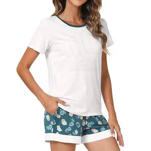 Slim Fit Short Sleeves Crew Neck Women Set Customized Color T-Shirts and Shorts Women Set - Product Image 3