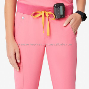 OEM personnalisé doux coton Spandex tricoté Scrubs uniformes été à manches courtes col montant robe de patient hôpital vêtements ensembles - Product Image 5